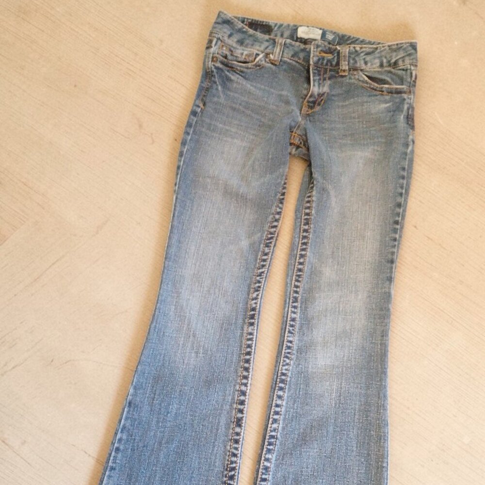 Aeropostale Hailey Skinny Flare Jeans Womens 3/4 Low Rise Medium Wash Y2K Denim